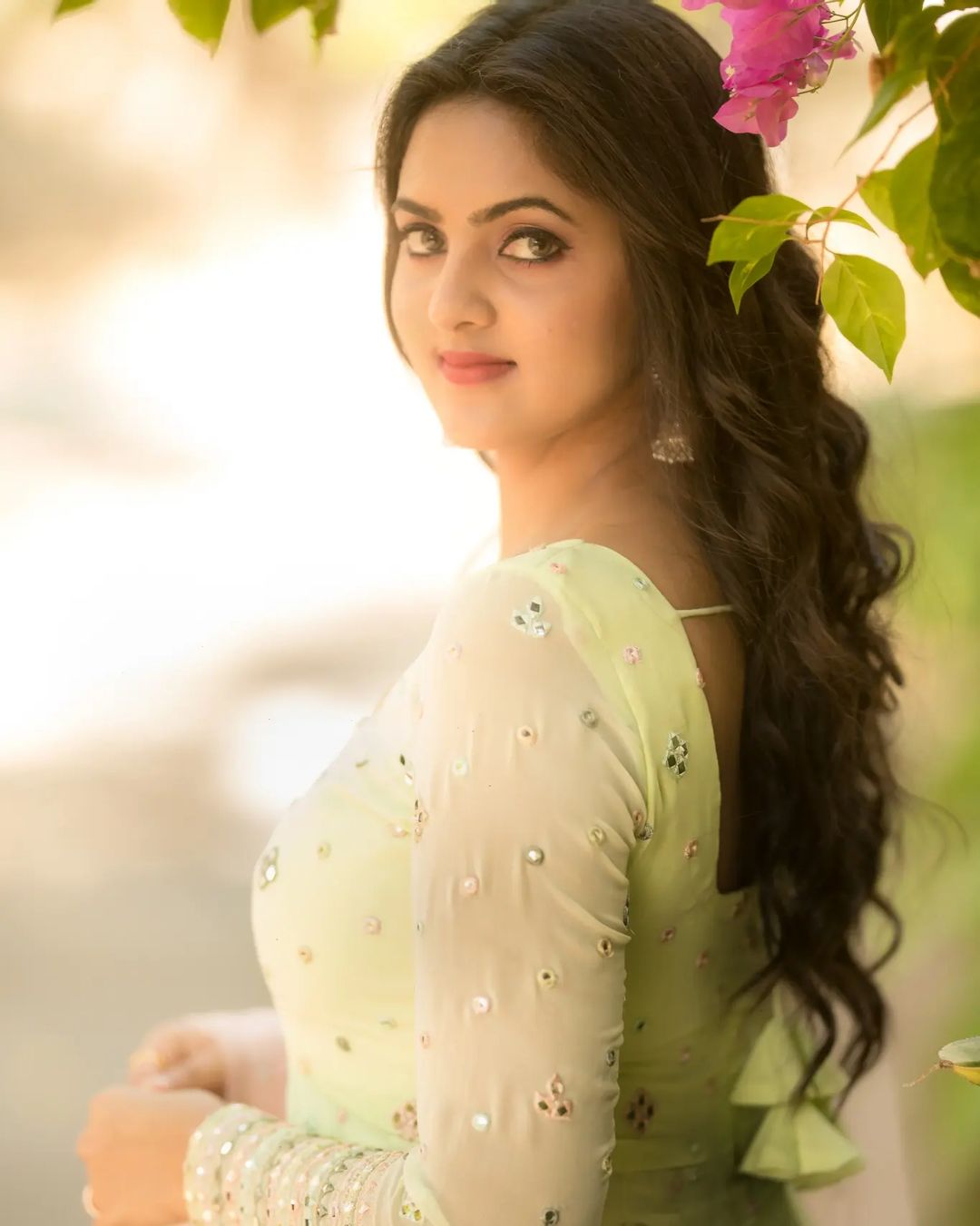 Indian TV Actress Radhika Preeti Images in Green Dress